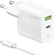 Сетевое зарядное устройство Deppa USB-C+USB A 20W + дата-кабель USB-C-Lightning MFI 1.2м белый (11396)