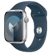 Смарт-часы Apple Watch Series 9 45mm Silver Aluminum Case with Blue Sport Band, размер M/L (MR9E3)