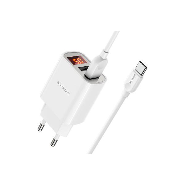 borofone-ba58a-mighty-2xusb-2-4a-led-displej-kabel-usb-type-c-1m-belyj-0l-00051172