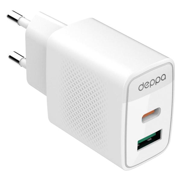 network-charger-deppa-usb-c-usb-a-pd-3.0-qc-4.0-20w-white-11467