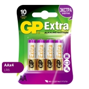 Батарейки GP АА пальчиковые алкалиновые Extra Alkaline, набор 4 шт (15AXA21-BC4)