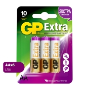 Батарейки GP АА пальчиковые алкалиновые Extra Alkaline, набор 6 шт (15AXA21-BC6)