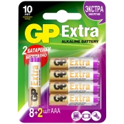 Батарейки GP ААА мизинчиковые алкалиновые Extra Alkaline, набор 10 шт (24AXA21-BC10)