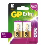 Батарейки GP C / LR14 алкалиновые щелочные Extra Alkaline, набор 2 шт (14AXA21-BC2)