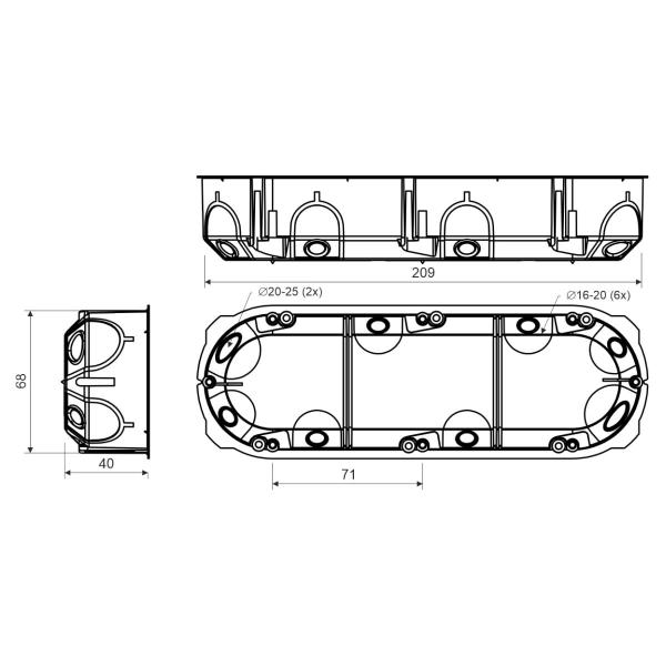 kopos-germetichnaya-trehmestnaya-kpl-64-50-electro-68x209x50-pustotelyh-gipsokartonnyh-i-derevyannyh-sten-ip30-kpl-64-40-3ld-na-kpl-64-40-3ld-na-2