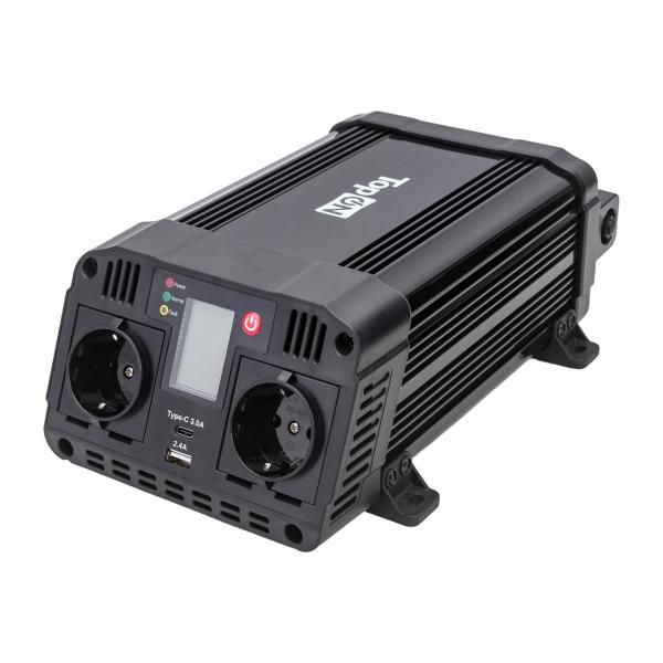 topon-1200-vt-2-rozetki-type-c-usb-lcd-ekran-pikovaya-moschnost-2400-vt-blackyj-top-pi1202