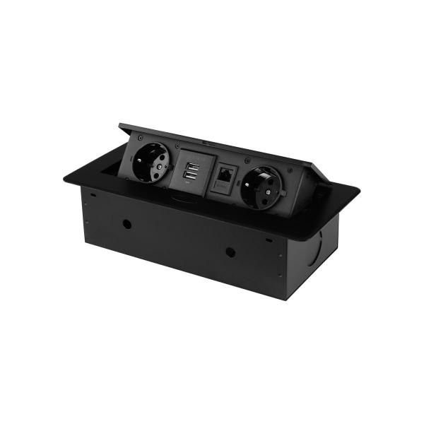 rocketsocket-2-euro-16a-2-usb-a-s-blokom-5v-2-1a-rj45-provodka-tsvet-blackyj-shs020-b